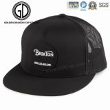 Fashion New Simple High Quality Black Snapback Hat with Woven Badge Embroidery