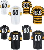 Pittsburgh Elite Game White Black Yellow Customized American Football Jerseys