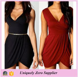 Enough Stock New Style Plus Size Solid Color Elegant V-Neck Dress