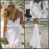 Beach Wedding Dresses Lace Chiffon Hi-Low Cheap Bridal Gowns W1499