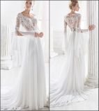 Classic Wedding Dress Tulle Lace Long Trumpet Sleeves Bridal Wedding Gown W1789