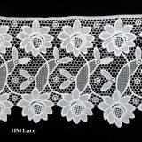 Wide Sunflower Pattern Lace Trimming, Polyester Border, White Ribbon L171