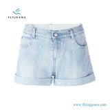 Hot Sale Ladies Summer All-Over Embroidered Stars Jeans Shorts