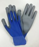 Blue Nylon Grey Palm Dipped PU Gloves Work Glove China