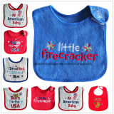 Custom Made Logo Words Embroidered Cotton Terry Cloth Promotional Baby Bibs