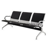 Most Competetive 3 Seater Metal Type Gang Chair with PU Cushion Padding Chrome Finished