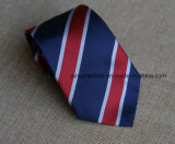 Poly Woven Navy Red White Striped Necktie for Men