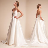 Spaghetti Strapes Bridal Dress Backless Garden Beach Simple Wedding Dress Z8046