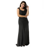 in Stock Low MOQ Plus Size Elegant Square Collar Embroidered Evening Dress
