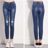 Button Straight Leg New Fashion Sexy Women Jeans Trousers