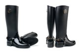 Women Non-Slip Hard-Wearing Tall Rainboots Waterproof Water Shoes Wellies British Style Zip Rain Boots Woman