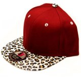 Customized Design Snapback Hat with Leopard Leather Brim