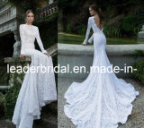 Lace Bridal Wedding Gowns Full Sleevev-Back Mermaid Luxury Wedding Dress W14121
