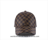 Wholesale 6 Panel Leather Checked Blank Baseball Cap