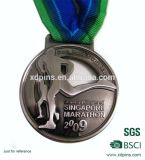 Customized Singapore Marathon Antique Nickel Award Medal with Lanyard