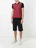Men's Gingham Check Polo Shirt with Short Sleeves