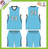 Sublimated Blue Green Black Stripe Basketball Jersey and Shorts