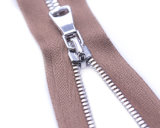 Metal Zipper with Flesh Pink Color and Fancy Puller /Shiny Silver, Close End/Top Quality