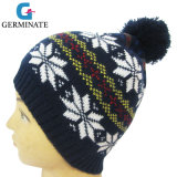 Hot Selling Fashion Jacquard Beanie Hat with Pompom (HJB013)