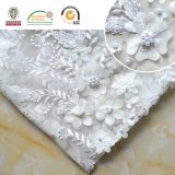 White 3D Flower Delicate Lace Fabric, Newest Design 2017 C10034