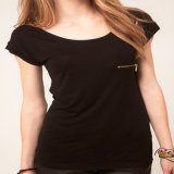 High Quality Women's Black Short Sleeve T Shirts (ELTWTI-3)
