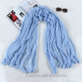 Thin Plain Dyed Polyester Scarf with Natural Crinkle (HMW08)