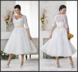 Lace Wedding Dress A-Line 3/4 Sleeve Beach Bridal Dress A74
