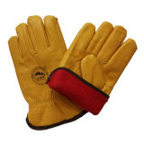 Cow Grain Leather Winter Safety Driver Gloves with Full Lining