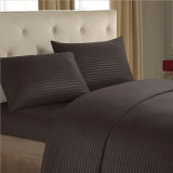 Cheap Stripe Hotel Quality Polyester Fabric Bed Sheet Set