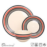 Handpainted Color Circle Stoneware Dinner Set
