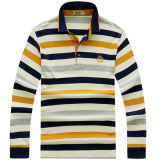 Customize Cheap Fashion Knitted 100%Cotton Striped Men Polo Shirt