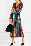 High Quality Grace Striped Sequined Georgette Wrap Dress for Women