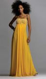 Yellow Beaded Chiffon a-Line Fashion Style Long Evening Dresses (ED3013)