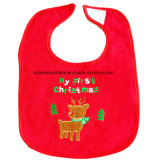 Custom Made Logo Embroidered Christmas Festival Celebration Promotional Customized Cotton Terry Baby Bibs Infant Bibs