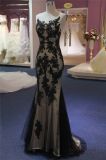 Black Lace Applique Beading Mermaid Wedding Dress Evening Dress