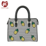 Yc-H026 Hot Selling Striped Fashion Women Handbag Elegant Satchels Lady Shoulder Bags with Pineapple Embroidery