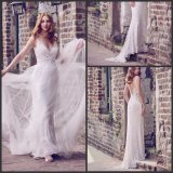 Lace Wedding Dress Tulle Sleeveless Beach Bridal Gown H131012
