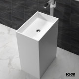 Modern White Solid Surface Bathroom Pedestal Wash Basin (180315)