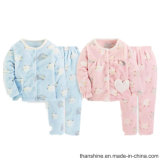 Unisex 100%Polyester Knitted Coral Fleece Print Pajama Suit