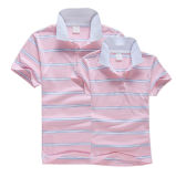 Wholesale Striped Couple Pink Polo T Shirt