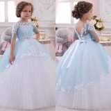 Lace Girl Formal Gowns Blue Wedding Flower Girl Dresses F2017