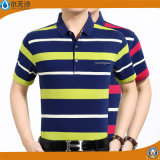Men Yarn Dye Stripe Polo Shirts Cotton Pique Polo T-Shirts