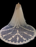 Aolanes Latest Design Wedding Dress Satin Bodice Lace Veil Attached