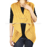 Ladies Knitted Sleeveless Cardigan Sweater for Casual (12AW-401)