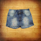 Fashion Design Ladies Short Jeans with Nail Bead (HDLJ0034)