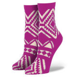 Women Sock Colored Patterned Vivid Jacquard Socks