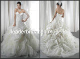Strapless Wedding Gown Ruffles Lace Organza Bridal Ball Gown B14716