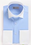 Men's Contrast Collar Long Sleeve Business Dress Shirt