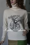 Ladies' Cashmere Turtle Neck Pullover with Embroidery Cep1101L
