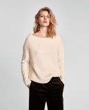 Ladies' Fashion Boat Neck Long Sleeve Heavy Sweater with Softer Handfeel
